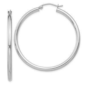 2.5mm, Sterling Silver, Classic Round Hoop Earrings - 40mm (1 1/2 In.)